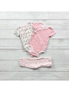Skip Hop Baby 3 Piece Outfit Set Bodysuits Pants Multicolor Pink 6-9 Months